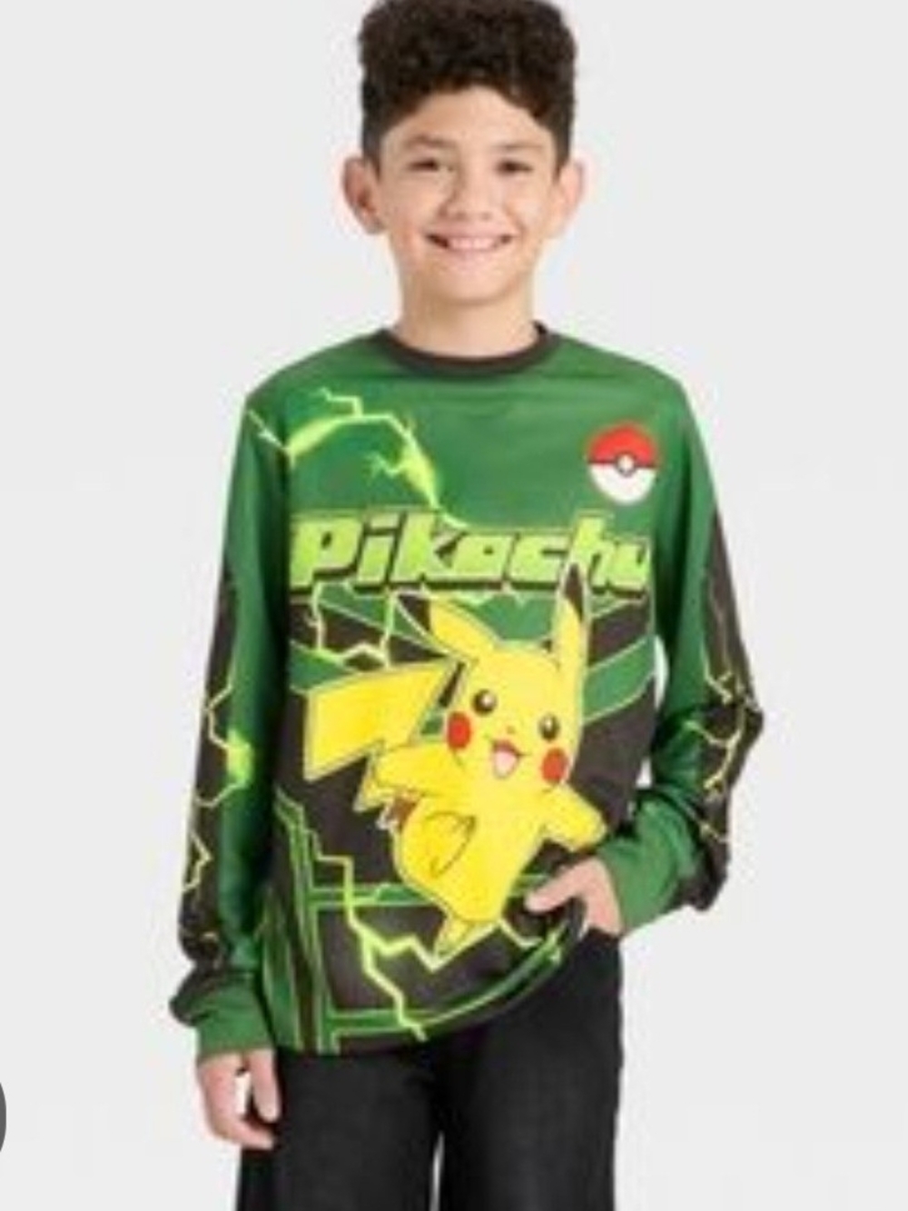 Poke'mon Hybrid Apparel boy's green shirt with yellow Picachu print 2025 S,L& XL